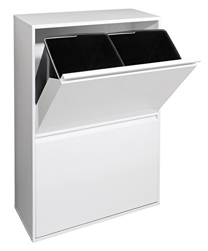 ARREGUI Basic CR601-B Mülltrennsystem aus Stahl | 4 Fächer Mülleimer für die Küche | 4 Fach Abfalleimer | Herausnehmbare Inneneimer mit Griff | Recycling Schrank für Mülltrennung | 4x17L (68L) | weiß von ARREGUI