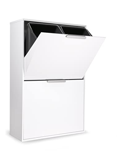 ARREGUI Ecoclas CR601-E Recycling Abfalleimer/Mülleimer aus Stahl | Mülltrennsystem mit 4 Entnehmbaren Inneneimern aus Kunststoff mit Griff | 4 x 17L (68 L) | Weiß von ARREGUI