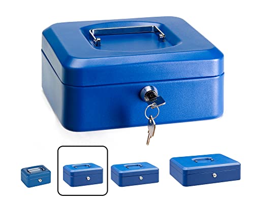 ARREGUI Elegant C9225 Geldkassette aus Stahl | Geldbox | 20 cm breit | Abschließbare Kasse mit Geldeinsatz | Geldkassette mit Schlüssel und Münzeinsatz/Geldeinsatz | Geldkasse | blau von ARREGUI