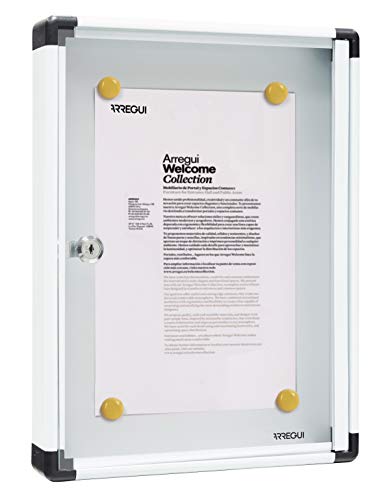 ARREGUI PAN51 Schaukasten aus Aluminium für 1 DIN A4 Blatt | Rostfreier Schaukasten | Magnetischer Infokasten mit Schlüssel | Infoboard | Infotafel | 8 Magnete inkl. | 40 x 30 x 5 cm | weiß von ARREGUI