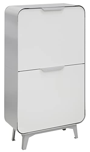 ARREGUI Round CR421-R Design Mülleimer für die Küche | 4 Fächer Mülltrennsystem aus Stahl | 4 x 17 L (68 L) | 4 Fach Abfalleimer | Herausnehmbare Inneneimer mit Griff | silber und weiß matt von ARREGUI