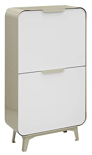 ARREGUI Round CR431-R Design Mülleimer für die Küche | 4 Fächer Mülltrennsystem aus Stahl | 4 x 17 L (68 L) | 4 Fach Abfalleimer | Herausnehmbare Inneneimer mit Griff | perlmutt und weiß matt von ARREGUI