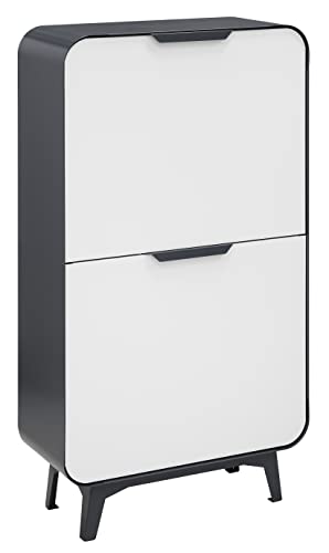 ARREGUI Round CR441-R Design Mülleimer für die Küche | 4 Fächer Mülltrennsystem aus Stahl | 4 x 17 L (68 L) | 4 Fach Abfalleimer | Herausnehmbare Inneneimer mit Griff | anthrazit und weiß matt von ARREGUI