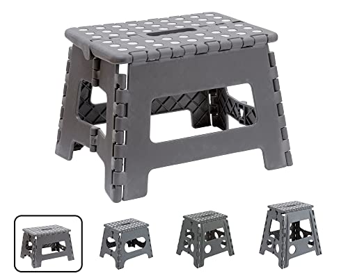 ARREGUI TB-022-G Kleiner Klapphocker | Falthocker für Kinder und Erwachsene | Tragbarer und Faltbarer Klapphocker | 150 Kg Belastbarkeit | Hocker für Küche, Bad, Camping, Garten | 22 cm hoch | Grau von ARREGUI
