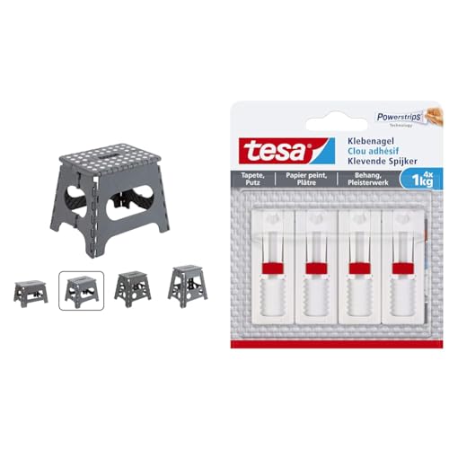 ARREGUI TB-027-G Kleiner Klapphocker | Falthocker für Kinder und Erwachsene & tesa Verstellbarer Klebenagel von ARREGUI