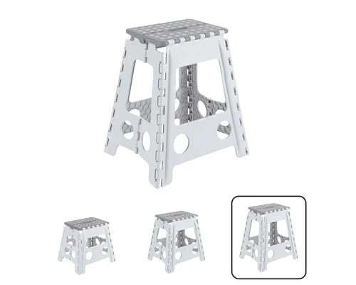 ARREGUI TB-045-GB Kleiner Klapphocker | Falthocker für Kinder und Erwachsene | Tragbarer und Faltbarer Klapphocker | 150 Kg Belastbarkeit | Hocker für Küche, Bad, Camping, Garten | 45 cm hoch | Weiß von ARREGUI
