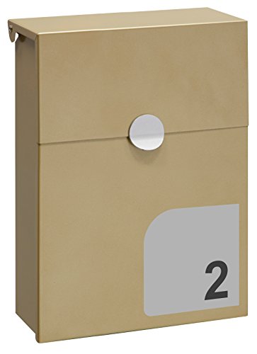 ARREGUI Tondo E6725-SIL Briefkasten aus verzinktem Stahl, der individuell mit ihrer Hausnummer gekennzeichnet werden kann, Größe S (DIN A5), Gold mit Silber von ARREGUI