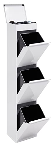 ARREGUI Top CR321-B Mülltrennsystem aus Stahl mit Aufbewahrungsbox mit Deckel | 3 Fächer Mülleimer für die Küche | 3x17L (51L) | 3 Fach Abfalleimer | Herausnehmbare Inneneimer mit Griff | weiß von ARREGUI