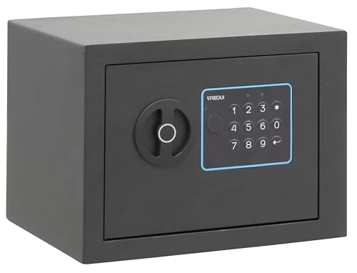 ARREGUIBlue 650100 Möbeltresor | Möbelsafe aus Stahl mit Elektronikschloss | 17 x 23 x 17 cm | 5 L | Haussafe mit programmierbarem elektronischem Zahlenschloss, Tresor | Safe mit Notschlüssel | Grau von ARREGUI