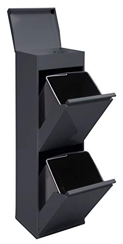 ARREGUI Top CR224-B Mülltrennsystem aus Stahl mit Aufbewahrungsbox mit Deckel | 2 Fächer Mülleimer für die Küche | 2x17 L (34 L) | 2 Fach Abfalleimer | Herausnehmbare Inneneimer mit Griff | anthrazit ARREGUI Top CR224-B Mülltrennsystem aus Stahl mit Aufbewahrungsbox mit Deckel | 2 Fächer Mülleimer für die Küche | 2x17 L (34 L) | 2 Fach Abfalleimer | Herausnehmbare Inneneimer mit Griff | anthrazit von ARREGUI