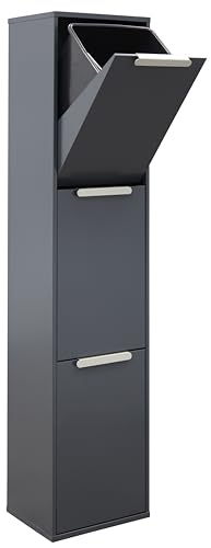 ARREGUI Ecoclas CR304-E Mülltrennsystem aus Stahl | 3 Fächer Mülleimer für die Küche |3x17L (51L) | 3 Fach Abfalleimer | Herausnehmbare Inneneimer + Griff | Recycling Schrank | Mülltrennung |anthrazit von ARREGUI