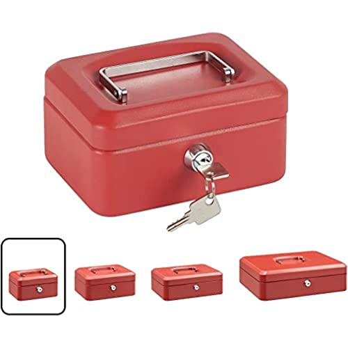 ARREGUI Elegant C9214 Geldkassette aus Stahl | Geldbox | 15 cm breit | Abschließbare Kasse mit Geldeinsatz | Kleine Geldkassette mit Schlüssel und Münzeinsatz/Geldeinsatz | Geldkasse | rot von ARREGUI