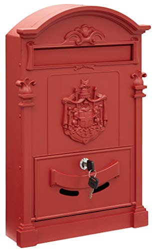 Briefkasten aus Aluminium im klassischen Stil, Größe L (Zeitschriften und C4-Umschläge), großer und Eleganter Wandbriefkasten für den Außenbereich, Rot von ARREGUI