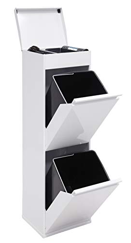 ARREGUI Top CR221-B Mülltrennsystem aus Stahl mit Aufbewahrungsbox mit Deckel | 2 Fächer Mülleimer für die Küche | 2x17L (34L) | 2 Fach Abfalleimer | Herausnehmbare Inneneimer mit Griff | weiß von ARREGUI