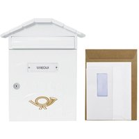 Villa E5001 Briefkasten aus Verzinktem Stahl, Größe m (din A4 Post), Wandbriefkasten für den Außenbereich, Postkasten für Draußen mit Namensschild, von ARREGUI