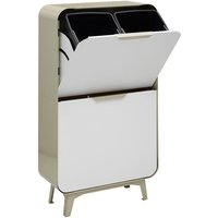Round Designer Mülltrennsystem mit 4 Inneneimern, Abfalleimer / Mülleimer aus Stahl, 4 x 17 l (68 l) Perlmutt und Weiß matt CR431-R - Arregui von ARREGUI