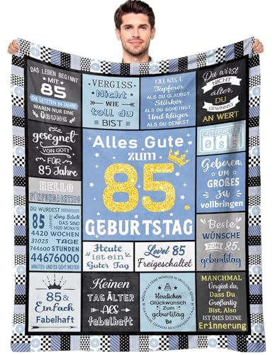 ARRITS 85 Geburtstag Frauen Männer Geschenk, Kuscheldecke 85. Geburtstag Deko, Geburtstagsgeschenk für Frau Mann ab 85 Personalisierte Decke Geschenkidee für Vater Ehemann Opa Brüder Freund Kollegin von ARRITS