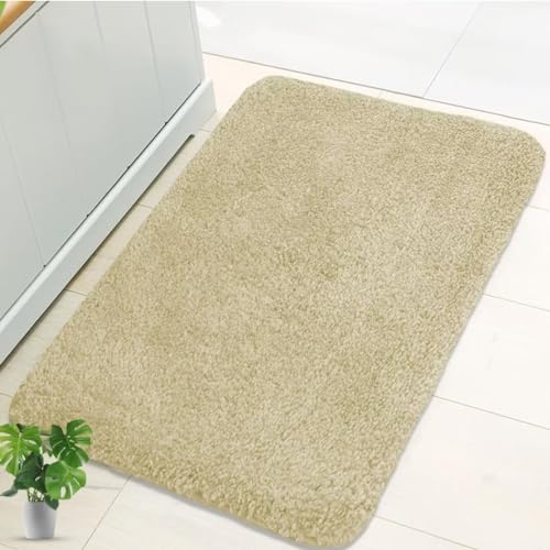 ARRITS Badematte Khaki 60x90cm, Badezimmermatte rutschfest Waschbar, Flauschige Weich Mikrofaser Hochflor Badmatten, Saugfähige Duschteppich Bad Teppich für Badewanne und Badezimmer von ARRITS