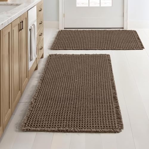 ARRITS Boho Waffle Badteppich Set 2 Teilig 43x61cm Kaffee Super Saugfähiger Weich Waffle Badematte Set rutschfest Waschbar Badvorleger Badezimmerteppich mit Quasten Duschvorleger für Badezimmerboden ARRITS Boho Waffle Badteppich Set 2 Teilig 43x61cm Kaffee Super Saugfähiger Weich Waffle Badematte Set rutschfest Waschbar Badvorleger Badezimmerteppich mit Quasten Duschvorleger für Badezimmerboden von ARRITS