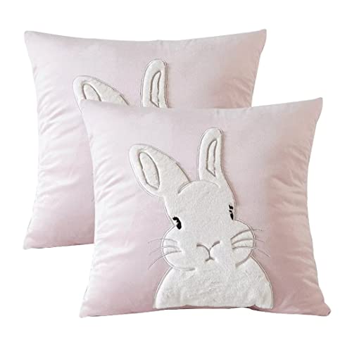 ARRITS Kissenbezug 45x45 Samt Stereoskopisches Kaninchen Stickerei Dekokissen KissenbezüGe, Ostern Hase Hasen KissenhüLle, Zierkissenbezüge Kinderzimmer Dekoration von ARRITS