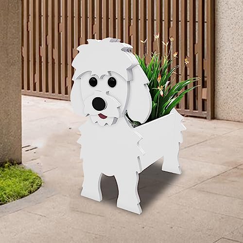 ARRITS Kreativer Haustier Hund Blumentopf, Maltese Hund Pflanzkübel Blumentöpfe für Gartendekoration, PVC Pflanztöpfe für Innenbereich Im Freien, Kleine Welpen Geschenke für Hundeliebhaber von ARRITS