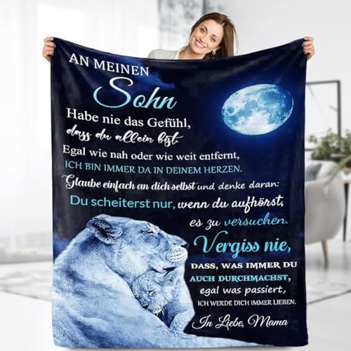 ARRITS Kuscheldecke Personalisierte Decke an Meine Sohn Von Mama, Mutter für Sohn Luftpost Positiv Ermutigen Decke (deutsch), Witziges Geburtstag Weihnachten Abschluss-Geschenke von ARRITS