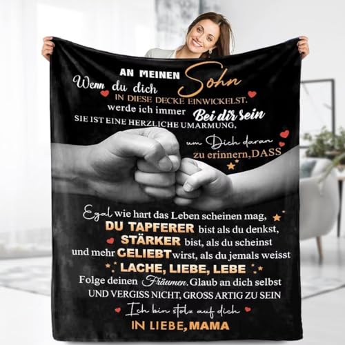 ARRITS Kuscheldecke Personalisierte Decke an Meine Sohn Von Mama, Mutter für Sohn Luftpost Positiv Ermutigen Decke (deutsch), Witziges Geburtstag Weihnachten Abschluss-Geschenke von ARRITS