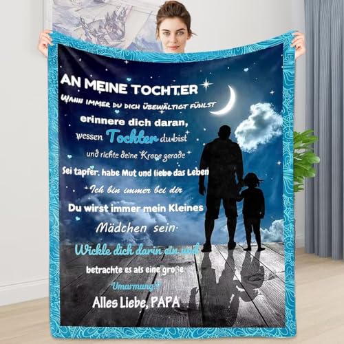 ARRITS Kuscheldecke Tochter Geschenke Von Papa, An Meine Tochter Decke Super Weiche, Vater Zu Tochter Briefdecke Positive Ermutigung Und Liebe Tochter Flanelldecke, Vater Tochter Geschenk von ARRITS