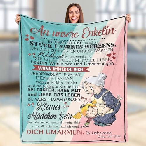 ARRITS Personalisierte Decke Geschenke für Meine Enkelin von Oma Opa, An Meine Enkelin Kuscheldecke, Luftpost Positiv Ermutigen Wohndecke (deutsch), Super Weiche Flanelldecke von ARRITS