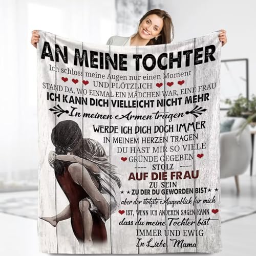 ARRITS Personalisierte Kuscheldecke an Meine Tochter Von Mama, Mutter für Tochter Briefdecke Positiv Ermutigen Flauschige Decke (Deutsch), Tochter Abschluss Geburtstag Geschenke 150x220cm von ARRITS