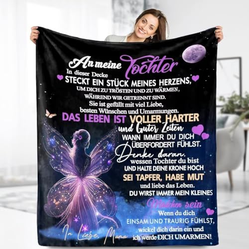 ARRITS Personalisierte Kuscheldecke an Meine Tochter Von Mama, Mutter für Tochter Briefdecke Positiv Ermutigen Flauschige Decke (Deutsch), Tochter Abschluss Geburtstag Geschenke 150x220cm von ARRITS
