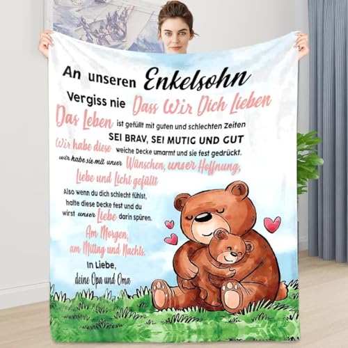 ARRITS Personalisierte Nachricht Brief Decke An Meine Enkelin Von Oma Opa, Super Weiche Kuscheldecke für Enkelin, Brief Gedruckt Decken Enkelin Weihnachten Abschluss Geburtstag Geschenke von ARRITS