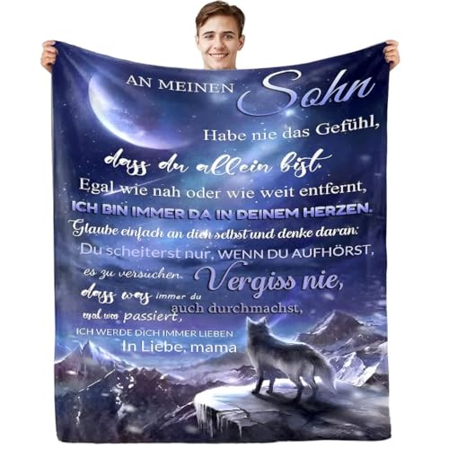 ARRITS Personalisierte Nachricht Brief Decke An Meine Sohn Von Mama, Super Weiche Kuscheldecke An Meine Sohn von Mama, Brief Gedruckt Decken Sohn Weihnachten Abschluss Geburtstag Geschenke von ARRITS