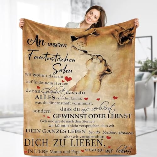 ARRITS Personalisierte Nachricht Brief Decke An Meine Sohn Von Mama und Papa, Kuscheldecke An Unseren Sohn von Eltern, Geschenke für Weihnachten Geburtstag Graduierung 150x200cm von ARRITS
