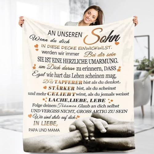 Personalisierte Nachricht Brief Decke An Meine Sohn Von Mama und Papa, Kuscheldecke An Unseren Sohn von Eltern, Geschenke für Weihnachten Geburtstag Graduierung 150x220cm von ARRITS
