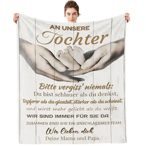 ARRITS Personalisierte Nachricht Brief Decke An Meine Tochter Von Mama Papa, Super Weiche Flanell Kuscheldecke für Tochter, Witziges Weihnachten Abschluss Geburtstag Geschenke für Tochter von ARRITS