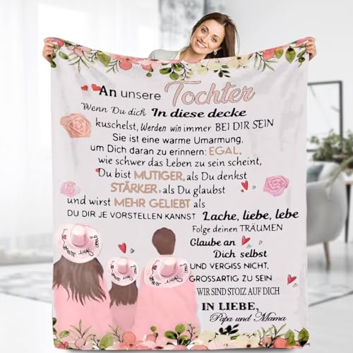 Personalisierte Nachricht Brief Decke An Meine Tochter Von Mama und Papa, Kuscheldecke An Unseren Tochter von Eltern, Geschenke für Weihnachten Geburtstag Graduierung 150x220cm von ARRITS