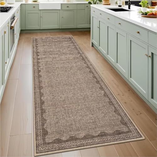 ARRITS Teppich Läufer Flur 60x160 cm Küchenteppich Waschbar rutschfest, Einfarbig Braun Modern Minimalistisch Weich Kurzflor Teppich für Flure, Waschküche, Schlafzimmer, Badezimmer mit Wellenkante ARRITS Teppich Läufer Flur 60x160 cm Küchenteppich Waschbar rutschfest, Einfarbig Braun Modern Minimalistisch Weich Kurzflor Teppich für Flure, Waschküche, Schlafzimmer, Badezimmer mit Wellenkante von ARRITS