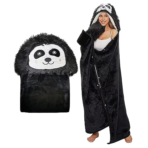 ARRITS Tragbare Decke Panda Geschenk für Frauen, Panda Decke mit Ärmeln 150x130cm, Super Weich Flanell Sherpa Wolle Kuscheldecke Flauschig für Erwachsene Frauen von ARRITS