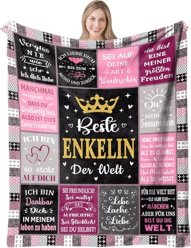 Kuscheldecke Personalisierte Geschenk Decke An Unsere Enkelin von Oma & Opa| Großeltern für Enkelin Briefdecke Positiv Ermutigen Tv-Decken Wohndecke, Witziges Geschenk zum Geburtstag Weihnachten von ARRITS