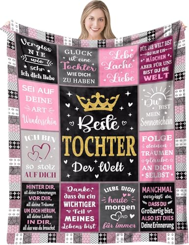 Personalisiert Kuscheldecke Geschenke für Meine Tochter von Eltern, Decke An Meine Tochter zum Weihnachten, Super Weich Flanelldecke Wohndecke Briefdecke Sofadecken für 18. Geburtstag Mädchen von ARRITS