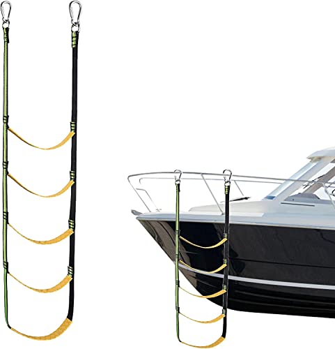 5 Stufen Bootsleiter Boots Strickleiter Marine-Strickleiter Schlauchboot Leiter Klappbar Rutschfester Badeleiter für Schlauchboot Kajak Motorboot Kanufahren, sicher und langlebig Gelb von ARSBORUI