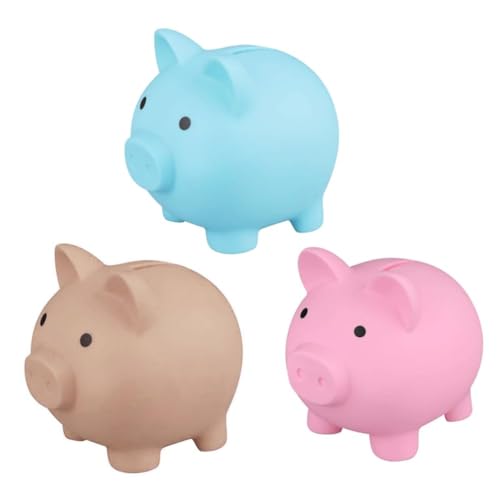 Piggy Sparschwein, Sparschwein für Kinder, Niedlich Plastik Schwein Spardose, Wiederverwendbarer Modern Sparbüchse Münze Spardose für Kinder, Jungen, Mädchen (3pcs) von ARSBORUI