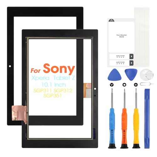 10,1 Zoll für Sony Xperia Tablet Z Touchscreen für Sony Tablet Z SGP311 SGP312 SGP351 Touchscreen Glas mit Reparatur-Set (Schwarz, kein LCD-Display) von ARSSLY