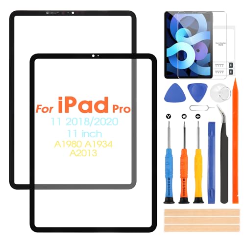 ARSSLY Ersatz-Bildschirm für iPad Pro 11 2018/2020 A1934 A1980 A2013 A2068 A2230 Frontglas-Panel mit Reparaturwerkzeugen (kein Touchscreen und kein LCD) von ARSSLY
