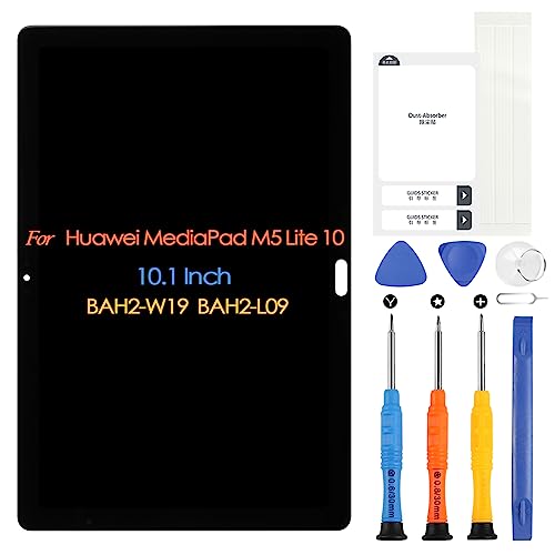 ARSSLY LCD-Bildschirm für Huawei MediaPad M5 Lite 10, 10.1 Zoll BAH2-W19 BAH2-L09, Schwarz, Touchscreen Digitizer mit Reparaturset von ARSSLY