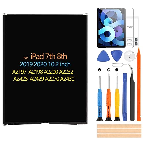 ARSSLY LCD-Bildschirm für iPad 10.2 2019 2020 Display für iPad 7th 8th A2197 A2200 A2198 A2232 A2428 A2429 A2270 A2430 Bildschirm Ersatz Reparaturteile mit gehärtetem Glas (kein Touch Digitizer) von ARSSLY