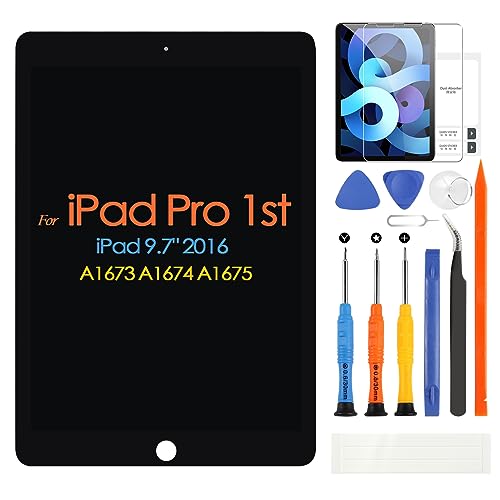ARSSLY LCD Display für iPad Pro 9,7 A1673 A1674 A1675 2016 Generation Bildschirm Digitizer Touchscreen Panel Glas Ersatz Montage mit Reparatur-Set (Schwarz, 9,7 Zoll) von ARSSLY