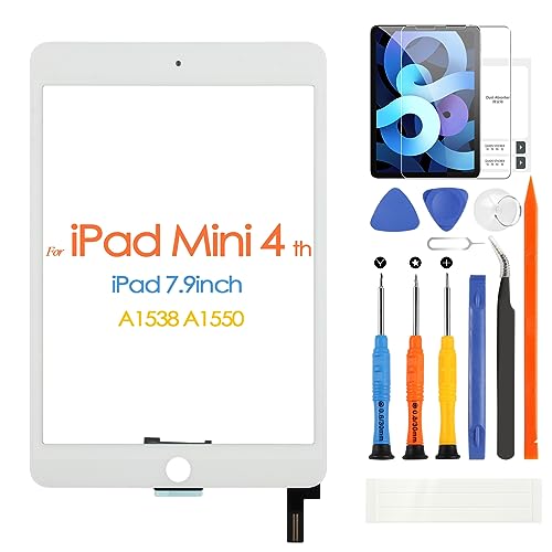 ARSSLY Touchscreen für iPad Mini 4 7.9 2015 Digitizer Touchscreen für iPad A1538 A1550 Ersatzbildschirm Glas-Panel mit Werkzeugen (nicht LCD (weiß) von ARSSLY