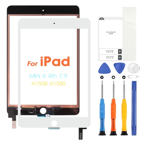 Touch Screen für iPad mini 4 7.9 2015 Digitizer Touchscreen für iPad Mini4 A1538 A1550 Ersatzbildschirm mit Werkzeugen (Nicht LCD, weiß) von ARSSLY